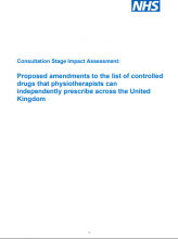 Consultation Stage Impact Assessment: Proposed amendments to the list of controlled drugs that physiotherapists can independently prescribe across the United Kingdom